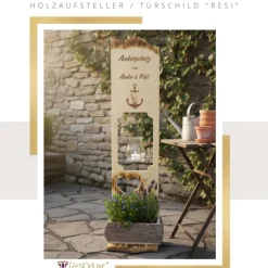 Holzaufsteller "Anker & Vogel" Türschild Holzschild Hochzeitsgeschenk Hochzeit Perso