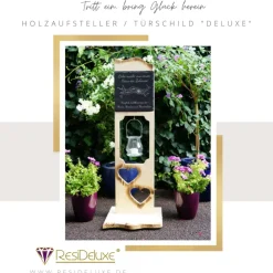 Holzaufsteller Blumen Türschild Holzschild Hochzeitsgeschenk Herzen Holz Hochzeit Personalisiert Gravur Geschenk