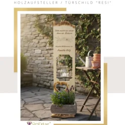 Holzaufsteller "Blumen" Türschild Holzschild Hochzeitsgeschenk Hochzeit Personalisiert