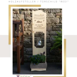 Holzaufsteller "Geburtstag 1" Türschild Holzschild Hochzeitsgeschenk Hochzeit Personalisiert