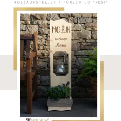 Holzaufsteller "MOIN" Türschild Holzschild Hochzeitsgeschenk Hochzeit Perso