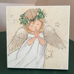 Holzbild, betender Engel, zum Aufhängen oder Aufstellen, Weihnachten