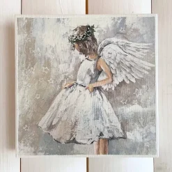 Holzbild, Engelmädchen, zum Aufhängen oder Aufstellen, Weihnachten
