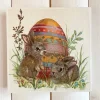 Holzbild, Hasen mit Osterei, zum Aufhängen oder Aufstellen; Ostern