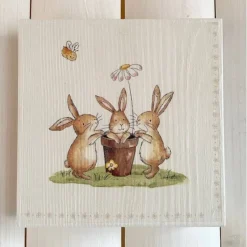 Holzbild, Häschen im Blumentopf, zum Aufhängen oder Aufstellen; Ostern