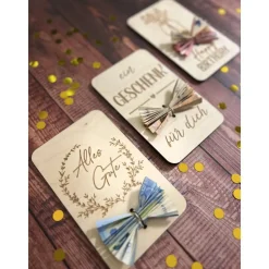 Holzgrußkarten Geburtstag, Geldgeschenk Geburtstag