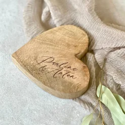 Holzherz rustikal BLAKE Paar Hochzeit personalisiert mit Namen