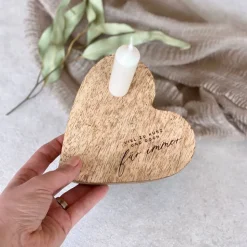 Holzherz rustikal BLAKE Viel zu kurz und doch für immer. Trauerkerze Gedenkkerze Trauerlicht