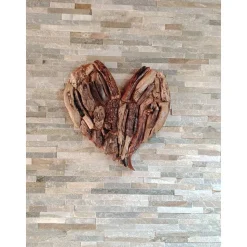 Holzherz XL- Wandschmuck, Wanddeko aus Holz - Wandbild mit Schwemmholz für innen und außen.