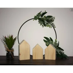 Holzhäuschen, weihnachtlich graviert, 3er-Set / Weihnachtsdorf