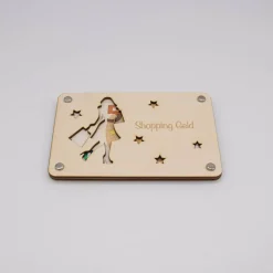 Holzkarte - Geschenkkarte -  Geldgeschenk Shopping