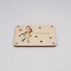 Holzkarte - Geschenkkarte -  Geldgeschenk Shopping