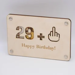 Holzkarte - Geschenkkarte zum 30 Geburtstag - 29+Mittelfinger