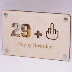 Holzkarte - Geschenkkarte zum 30 Geburtstag - 29+Mittelfinger
