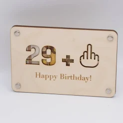 Holzkarte - Geschenkkarte zum 30 Geburtstag - 29+Mittelfinger