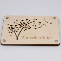 Holzkarte - Geschenkkarte Pusteblume - Wunscherfüller