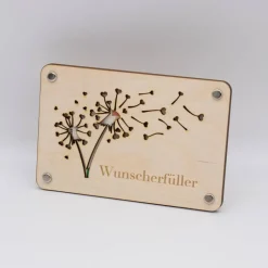 Holzkarte - Geschenkkarte Pusteblume - Wunscherfüller