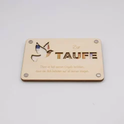 Holzkarte - Geschenkkarte -  Geldgeschenk zur Taufe