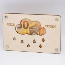 Holzkarte - Geschenkkarte Geldregen