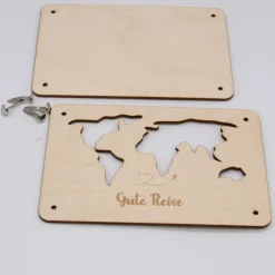 Holzkarte - Geschenkkarte -  Geldgeschenk Gute Reise