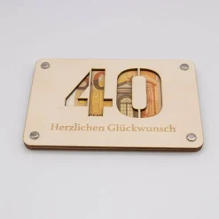 Holzkarte - Geschenkkarte -  Geldgeschenk zum runden Jubiläum