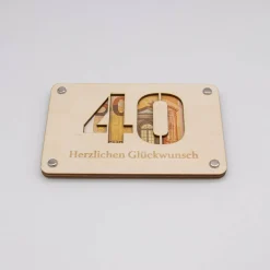 Holzkarte - Geschenkkarte -  Geldgeschenk zum runden Jubiläum
