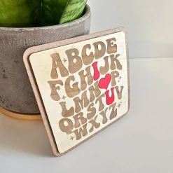 Holz-Karte ABC - Valentinstag - Liebe - ich liebe dich