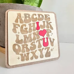 Holz-Karte ABC - Valentinstag - Liebe - ich liebe dich