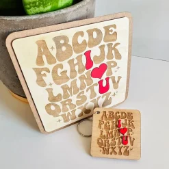 Holz-Karte ABC - Valentinstag - Liebe - ich liebe dich