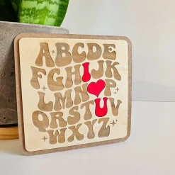 Holz-Karte ABC - Valentinstag - Liebe - ich liebe dich
