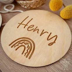 Holzkarte mit Namen / Personalisierte Meilensteinkarte