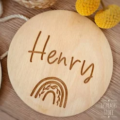 Holzkarte mit Namen / Personalisierte Meilensteinkarte