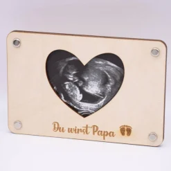Holzkarte zur Schwangerschaftsverkündung - Ultraschallbild  ( 10 x 15 cm )