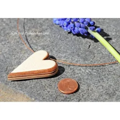 Holzkette – Herz auf Draht Furnierschichtholz Mahagoni Ahorn II