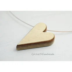 Holzkette – Herz auf Draht Furnierschichtholz Mahagoni Ahorn II