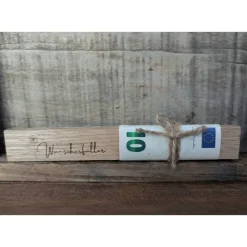 Holzklötzchen graviert Wunscherfüller – Geschenkidee aus Eiche für Geldgeschenke, 16 cm