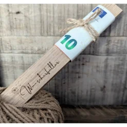 Holzklötzchen graviert Wunscherfüller – Geschenkidee aus Eiche für Geldgeschenke, 16 cm