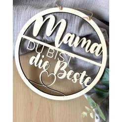 Holzkranz Mama du bist die Beste / Muttertag Kranz Herz