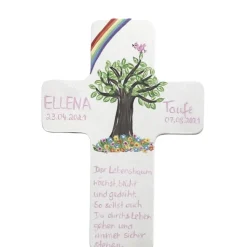Holzkreuz "Lebensbaum" zur Geburt , Taufe,Kommunion