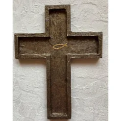 Holzkreuz mit Decopatch-Verzierung, Verziertes Kreuz für Kommunion und Konfirmation, Tisch- oder Wanddekoration