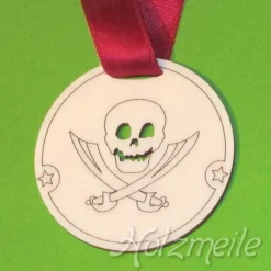 Holzmedaille Pirat