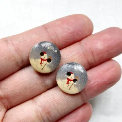 Holzohrstecker Schneemann • Ohrringe | Ohrschmuck | Weihnachten
