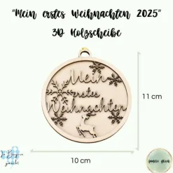 Holzscheibe personalisiert Mein erstes Weihnachten Christbaumschmuck aus Holz Baby gravierte Meilensteinkarte aus Holz