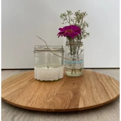 Holzscheiben 2er-Set – Tischdeko aus Eiche, Ø200/300mm, personalisierbar