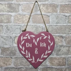 Holzschild "Du und ich" in Herzform