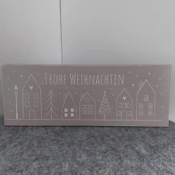 Holzschild "Frohe Weihnachten" Häuser