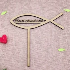 Holzschild Kommunion - Taufe - Firmung -  Blumenstecker Deko Christlicher Fisch Kommunionsfeier - Tauffeier