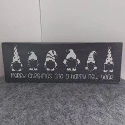 Holzschild "Merry christmas" Wichtel