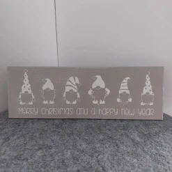 Holzschild "Merry christmas" Wichtel