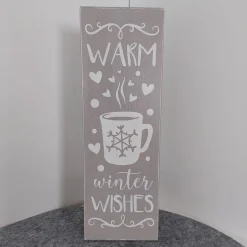 Holzschild "Warm winter wishes"